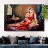 Canvas Print Unframed Rolled Art Print|| Canvas Rajasthani Woman Wall Painting for Home Décor And Office