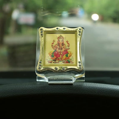 Handcrafted acrylic Ganesha idol for pooja room or home altar, perfect for decor, spiritual spaces, and gifting. 7L x 3W x 8H cm, 150 grams.