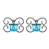 Set of 1 Wall Hanging Tealight Candle Holder Metal Wall Sconce with Glass Cups - Decorations Items for Home Wall Decor - Butterfly Skyblue