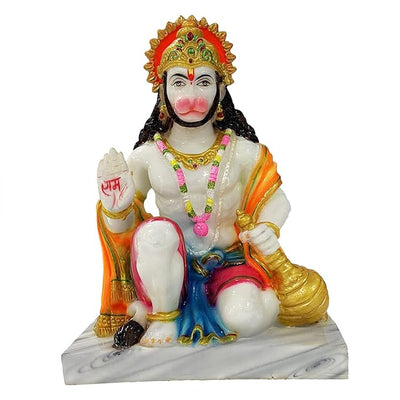 Hindu Gods : Hanuman Ji Murti in Blessing Posture with Gada Sitting