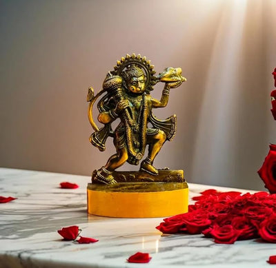 Hindu Gods : Hanuman Ji Idol for Temple Puja, Home Decor & Office Showpiece (Copper Finish)