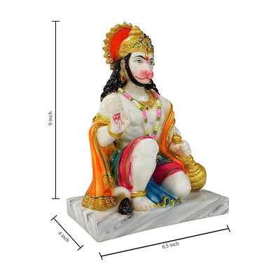 Hindu Gods : Hanuman Ji Murti in Blessing Posture with Gada Sitting