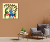 Canvas Print Gond Art , Shri Krishna, Traditional, Religious Art, Indian Art,  for Living Room, Wall Decoration, Unframed Painting, Fabric |Size-12X12 inches.