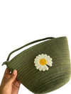 Luxury Jute Sling Bag For Women, Ladies Shoulder Purse, Small Shopping Bag - Green