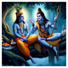 Smiley God Mahadev & Krishna Wall Poster for Livng Room, Kids Room, Office (Size - 46CM X 46CM)