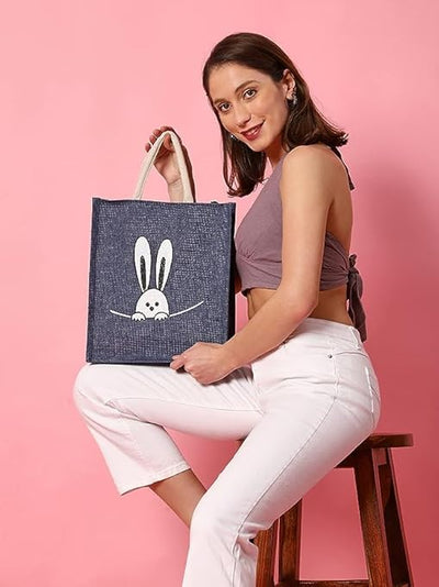 Trendy Jute Bags Eco-Friendly Jute Bags Tiffin/Shopping Grocery Multipurpose Hand Bag with Zip & Handle
