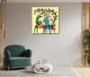Canvas Print Gond Art , Shri Krishna, Traditional, Religious Art, Indian Art,  for Living Room, Wall Decoration, Unframed Painting, Fabric |Size-12X12 inches.