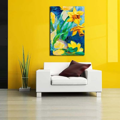 Canvas Print Beautiful Daffodil Flowers | Unframedfor Bedroom & Living Room | 16 x 22.9 inch (41 x 58 cms)
