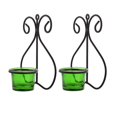 Decor Set of 1 Wall Hanging Tealight Candle Holder Metal Wall Sconce with Glass Cups