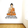 Peaceful Buddha and Quote on Mind ' Large Size (Wall Coverage Area - Height 75 cms X Width 95 cms)(Pack of 1) Wall Sticker