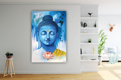 Lord Buddha 3D Wall Stickers PVC Self Adhesive Vinyl Wall Poster for Living Room, Hall, Play Room, Bedroom, Kitchen, Office | 48X72 inch |