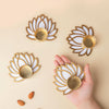 Lotus Glass Tea Light Holder Set of 4, Diwali Decoration Items for Home Decor