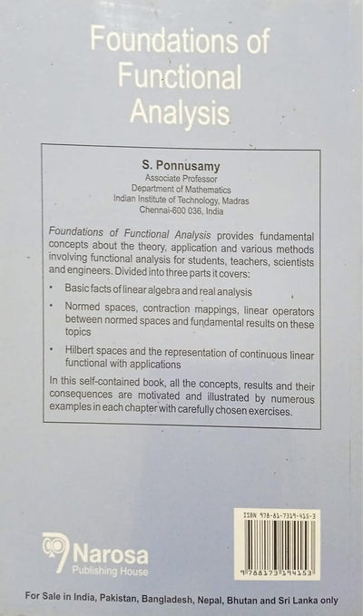 Foundations of Functional Analysis by S. Ponnusamy [Paperback]