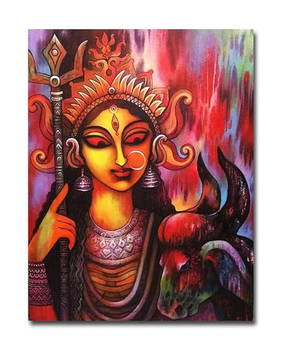 Canvas Print Maa Durga Modern Art Painting for Home Decor (Without Frame)