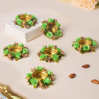 Rose Tea Light Holder Set of 6, Diwali Decoration Items for Home Decor