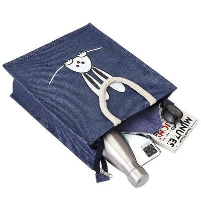 Trendy Jute Bags Eco-Friendly Jute Bags Tiffin/Shopping Grocery Multipurpose Hand Bag with Zip & Handle
