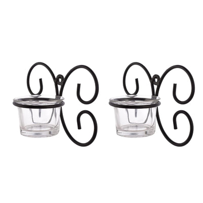 Set of 1 Wall Hanging Tealight Candle Holder Metal Wall Sconce with Glass Cups - Decorations Items for Home Wall Decor - Butterfly White