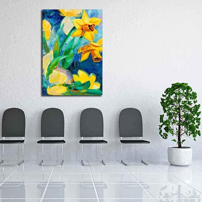 Canvas Print Beautiful Daffodil Flowers | Unframedfor Bedroom & Living Room | 16 x 22.9 inch (41 x 58 cms)