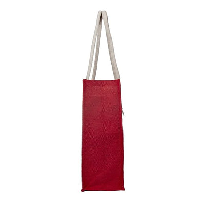 Eco-Friendly Jute Horse Bag-Reusable Tiffin/Shopping/Grocery Multipurpose Hand Bag with Zip & Handle for Men and Women - Red