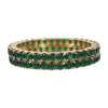 American Diamond Studded Gold Plated Traditional Green Emerald Round 6mm Bangles for Women
