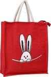 Trendy Red Jute Bags Eco-Friendly Jute Bags Tiffin/Shopping Grocery Multipurpose Hand Bag with Zip & Handle