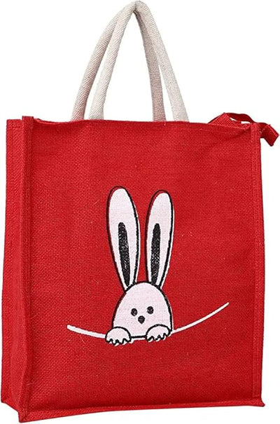 Trendy Red Jute Bags Eco-Friendly Jute Bags Tiffin/Shopping Grocery Multipurpose Hand Bag with Zip & Handle