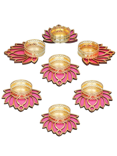 Decorative Lotus Tealight Candle Holder Stand Set Of 7