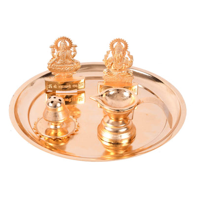 Goddess Laxmi & Lord Ganesh Idol Showpiece with Traditional Diya Oil Puja Lamp
