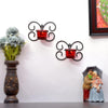 Set of 1 Wall Hanging Tealight Candle Holder Metal Wall Sconce with Glass Cups - Decorations Items for Home Wall Decor - Butterfly Red