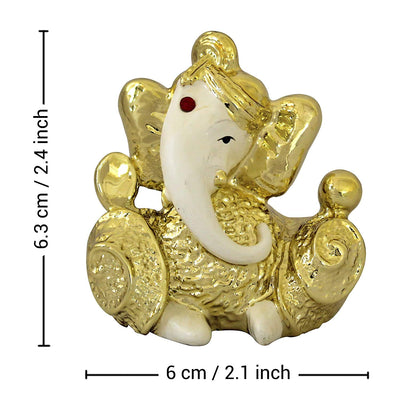 Handmade resin Lord Ganesh idol (6.3 cm x 6 cm) for car dashboards, symbolizing wisdom and prosperity, enhancing your driving experience.