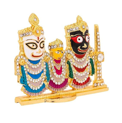 Lord Jagannath, Balaram & Subhadra Idol with Sudarshan Chakra Statue for Home Decor, Car Dashboard & Mandir Pooja