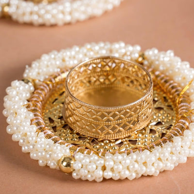 Metal, PVC Pearl Tea Light Holder Set Of 6, Diwali Decoration Items For Home Decor