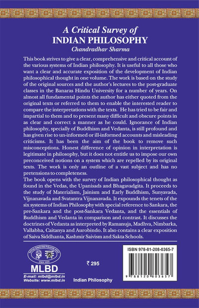 A Critical Survey of Indian Philosophy Paperback