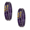 Zircon Gemstone and Beads Studded Glossy Finished Glass Kada Set Pack of 4 - Purple