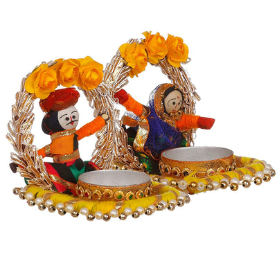 Handmade Recycled Material Rajasthani Dolls Puppet Jharokha Tealight Candle Holder