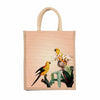 Multicolor Jute bag With Bird Printed for Women and Men Lunch Bag with Zip and Handle