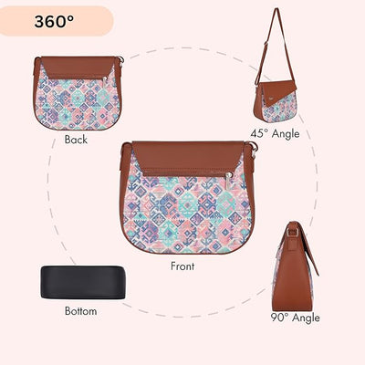Structured Women's Jute Printed Hand Crafted Vegan Leather styles Flap Sling Bag