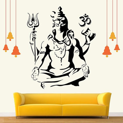 Meditating Shiva Wall Sticker ' -SM391 (Multi Colour, Vinyl - 120cm X 70 cm)