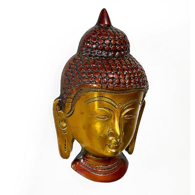 Brass Statue Lord Buddha Face Wall Hanging for Blessing, Happiness, Health, Home & Office with Antique Look
