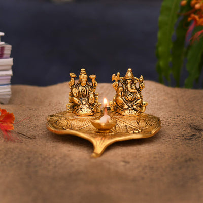 Laxmi Ganesha Puja Thali with Diya For Puja & Diwali Decoration