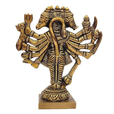 Hindu Gods : Hanuman Ji Brass Idol Panch-mukhi Avatar for Home & Office Decorative Antique Showpiece