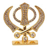 Sikh Religious Symbol Khanda Sahib Idol (B-62) Gold Metal Statue for Home Decor Car Dashboard Mandir Pooja Murti Temple Puja Office Table Showpiece