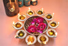 Decorative Metal Diya Traditional Lotus Urli Tealight Holder Golden Bowl for Floating Flowers and Tea Light Candles Home