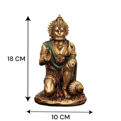 Hindu Gods : Hanuman Ji Resin Idol Exquisite Golden Sculpture for Home and Office Decor - Pack of 1