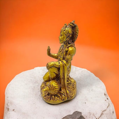 Hindu Gods : Hanuman Ji Resin Idol Exquisite Golden Sculpture for Home and Office Decor - Pack of 1
