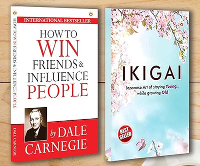 How to Win Friends & Influence People + Ikigai by Keira Miki, Dale Carnegie [Paperback]