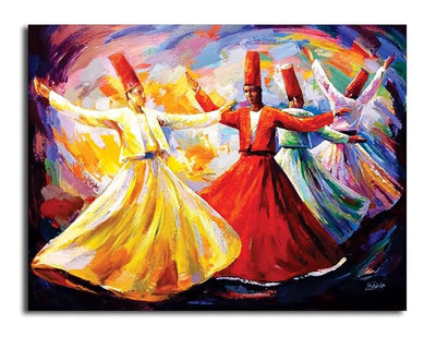 Canvas Print Sufi Dance Unframed Canvas Painting for Living Room, Bedroom and Office Wall Decoration Home Decor (12x9 Inches, Small)