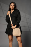 Women's Premium Cotton/Full Sling Shoulder Bag - Beige