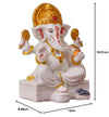 Marble Dust Ganesh Idol for Home Decor White 7 inch