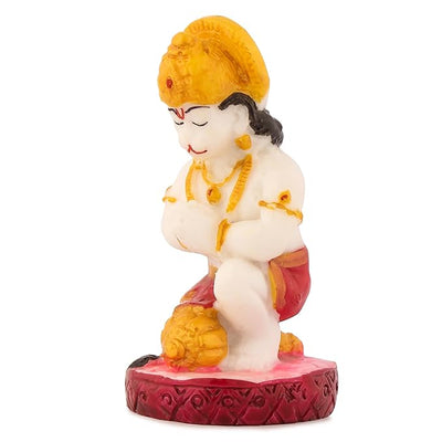 Hindu Gods : Hanuman Ji Idol for Home Pooja Gift Office Decor Idol (Orange Golden)